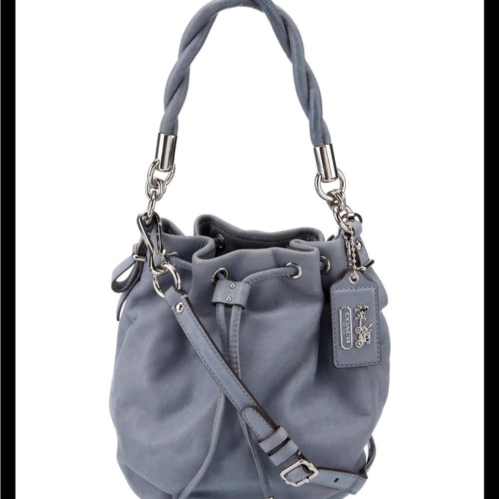 Coach Madison Marielle Blue Leather Drawstring Shoulder Bag